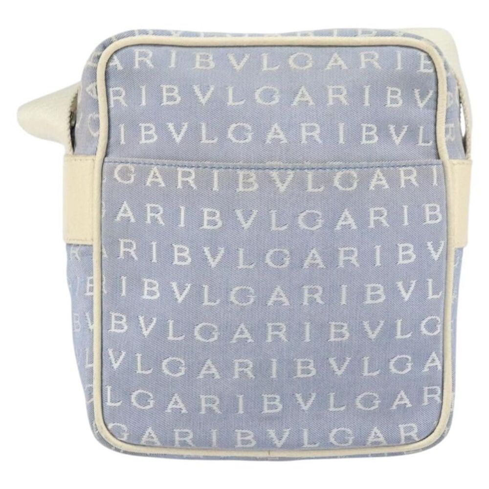 Bvlgari Logomania Canvas With Leather Blue Canvas Shoulder Bag Bag